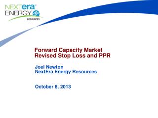 Forward Capacity Market Revised Stop Loss and PPR