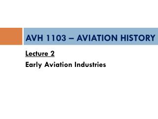 AVH 1103 – AVIATION HISTORY