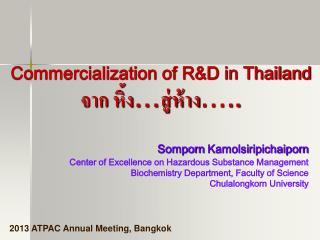 Commercialization of R&amp;D in Thailand จาก หิ้ง … สู่ห้าง …..