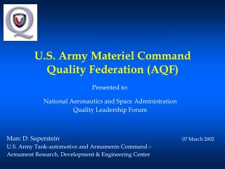 U.S. Army Materiel Command Quality Federation (AQF)