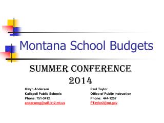 Montana School Budgets