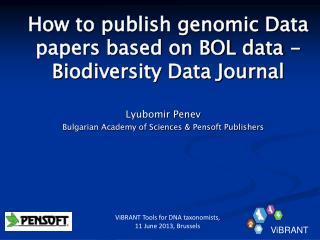 How to publish genomic Data papers based on BOL data - Biodiversity Data Journal