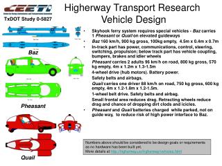 Higherway Transport Research Vehicle Design