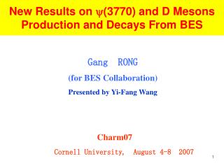 New Results on (3770) and D Mesons Production and Decays From BES