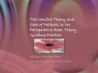 The Comfort Theory and Care of Patients in the Perioperative Area: Theory Guiding Practice