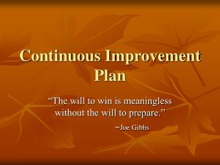Continuous Improvement Plan