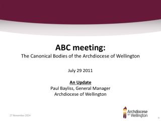 ABC meeting: The Canonical Bodies of the Archdiocese of Wellington