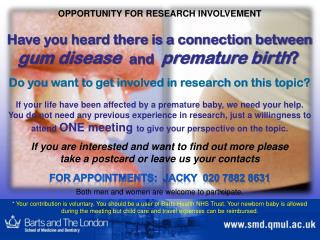 OPPORTUNITY FOR RESEARCH INVOLVEMENT