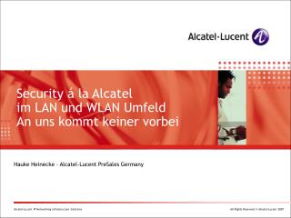 Hauke Heinecke – Alcatel-Lucent PreSales Germany