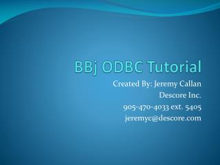 BBj ODBC Tutorial