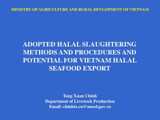 MINISTRY OF AGRICULTURE AND RURAL DEVLOPMENT OF VIETNAM