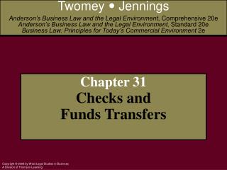 Chapter 31 Checks and Funds Transfers