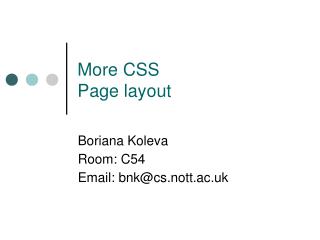 More CSS Page layout