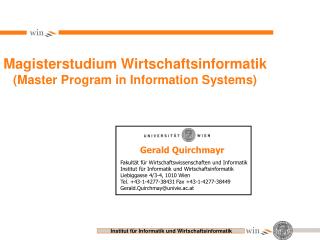 Magisterstudium Wirtschaftsinformatik (Master Program in Information Systems)