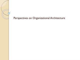 Perspectives on Organizational Architecture
