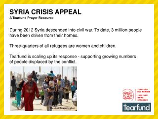 SYRIA CRISIS APPEAL A Tearfund Prayer Resource