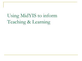 Using MidYIS to inform Teaching &amp; Learning