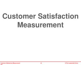 Customer Satisfaction Measurement