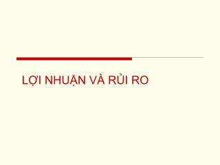 LỢI NHUẬN VÀ RỦI RO