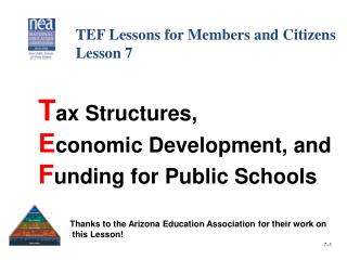 T ax Structures, E conomic Development, and F unding for Public Schools