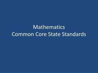 Mathematics Common Core State Standards