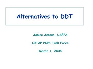 Alternatives to DDT