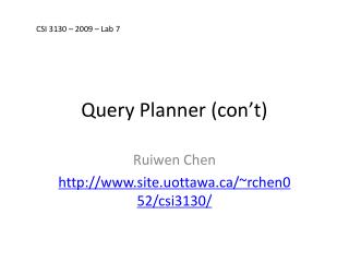 Query Planner (con’t)
