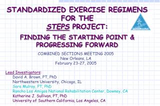 Lead Investigators : David A. Brown, PT, PhD Northwestern University, Chicago, IL