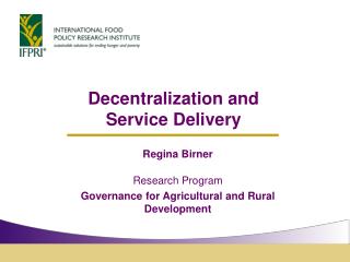 Decentralization and Service Delivery
