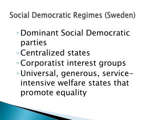 Social Democratic Regimes (Sweden)