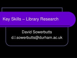 Key Skills – Library Research