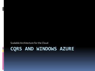 CQRS and Windows Azure