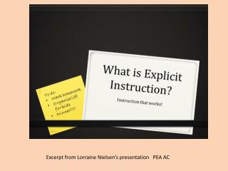 Excerpt from Lorraine Nielsen ’ s presentation PEA AC