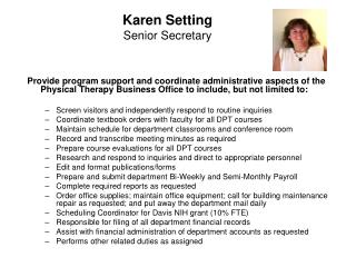 Karen Setting Senior Secretary