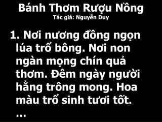 Bánh Thơm Rượu Nồng Tác giả: Nguyễn Duy