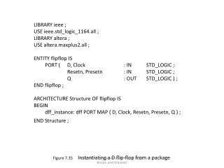 Figure 7.35 Instantiating a D flip-flop from a package