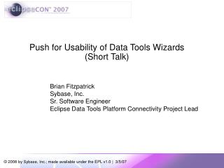 Push for Usability of Data Tools Wizards (Short Talk)