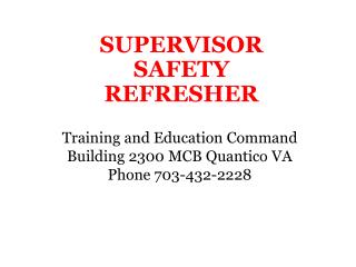 SUPERVISOR SAFETY REFRESHER