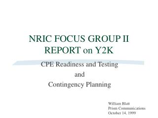 NRIC FOCUS GROUP II REPORT on Y2K