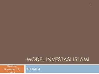 MODEL INVESTASI ISLAMI