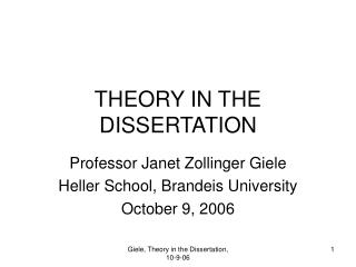 THEORY IN THE DISSERTATION