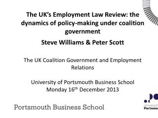 The UK’s Employment Law Review: the dynamics of policy-making under coalition government