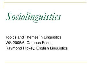 Sociolinguistics