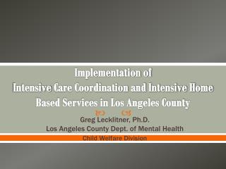 Greg Lecklitner, Ph.D. Los Angeles County Dept. of Mental Health Child Welfare Division