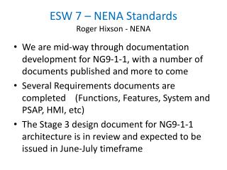ESW 7 – NENA Standards Roger Hixson - NENA