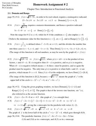 University of Memphis Dept Math Sciences Pre-Calculus