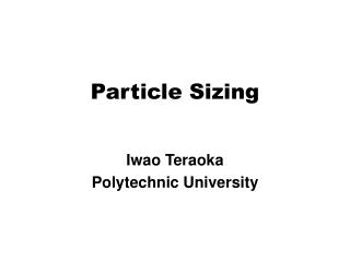 Particle Sizing