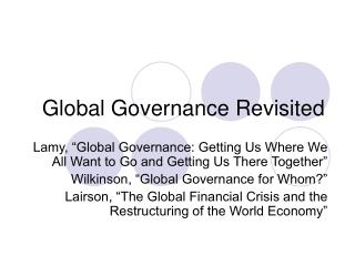 Global Governance Revisited