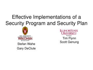 Effective Implementations of a Security Program and Security Plan