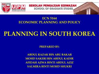 ECN 5164 ECONOMIC PLANNING AND POLICY